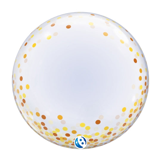 24" DECO BUBBLE - GOLD CONFETTI DOTS