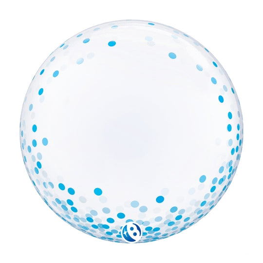 24" DECO BUBBLE - BLUE CONFETTI DOTS