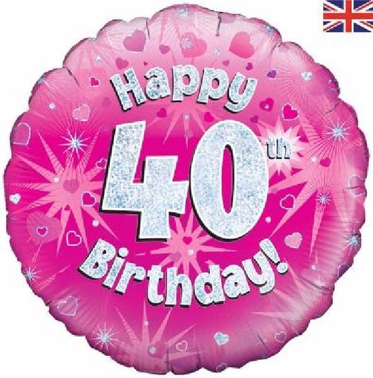 18" FOIL - HAPPY 40TH BIRTHDAY! - PINK