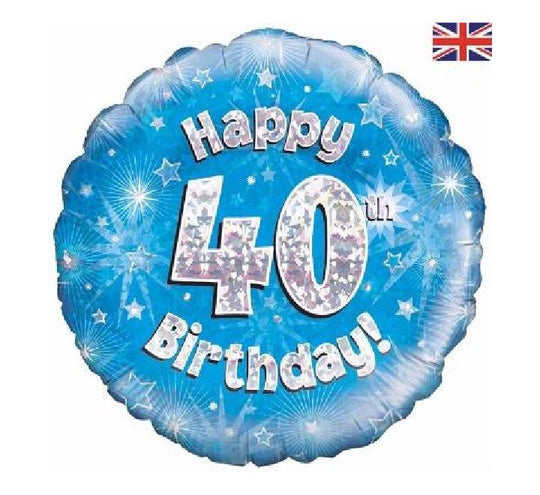 18" FOIL - HAPPY 40th BIRTHDAY - BLUE