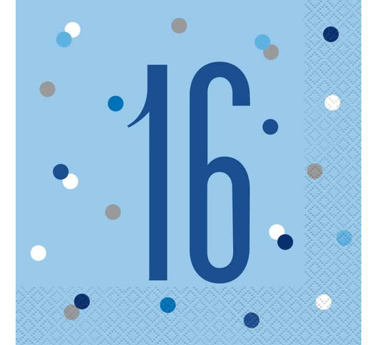 NAPKINS - 16th BLUE - PACK OF 16