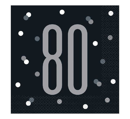 NAPKINS - 80th BLACK - PACK OF 16
