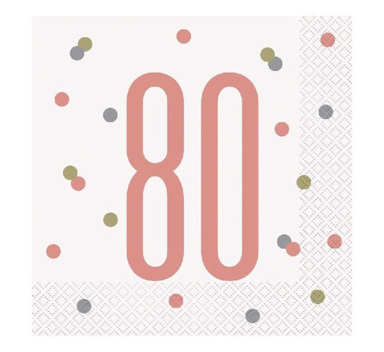 NAPKINS - 80th ROSE GOLD - PACK OF 16