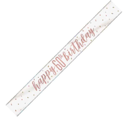 BANNER - HAPPY 60th BIRTHDAY - ROSE GOLD