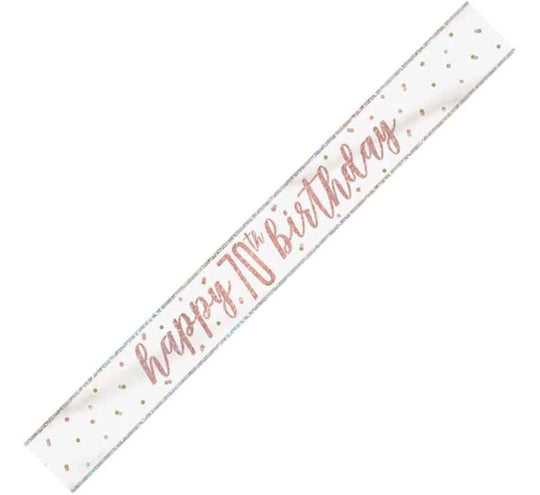 BANNER - HAPPY 70th BIRTHDAY - ROSE GOLD