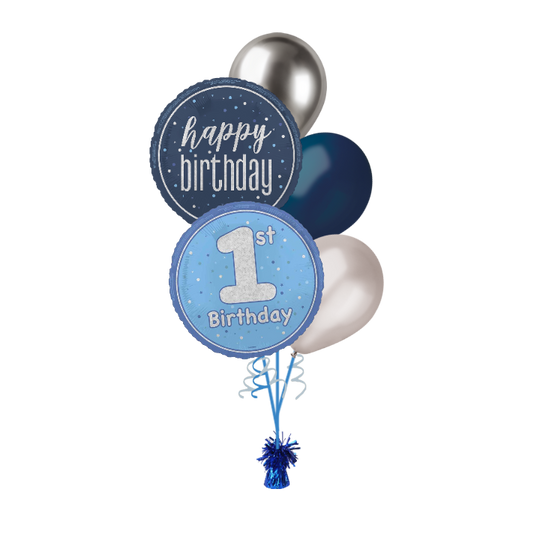 BOUQUET - 1st BIRTHDAY - BLUE GLITZ