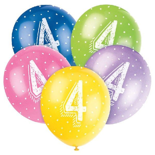 PACK OF 5 LATEX - AGE 4 -  ASSORTED COLOURS