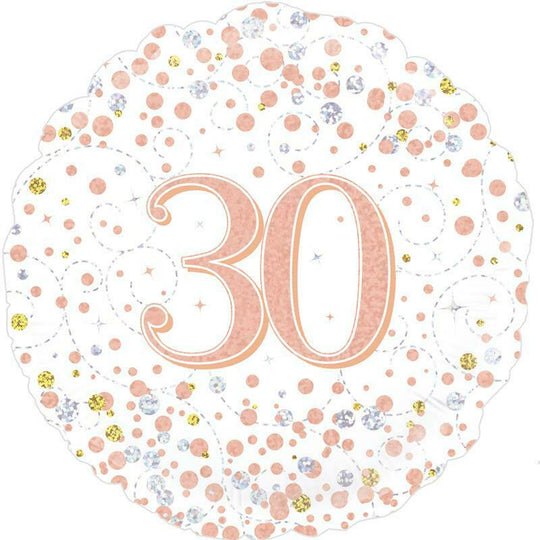18" FOIL  - AGE 30 - ROSE GOLD SPARKLING FIZZ