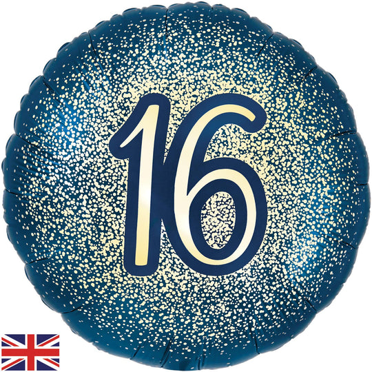 18" FOIL - 16th GLITTER BIRTHDAY - NAVY GOLD