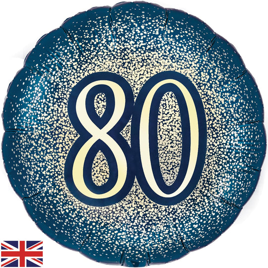 18" FOIL - 80th GLITTER BIRTHDAY - NAVY GOLD