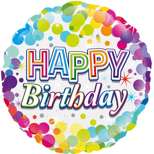18" FOIL - COLOURFUL CONFETTI BIRTHDAY