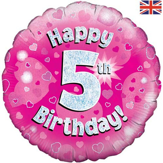 18" FOIL - HAPPY 5th BIRTHDAY - PINK