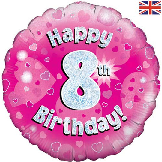 18" FOIL - HAPPY 8th BIRTHDAY! - PINK