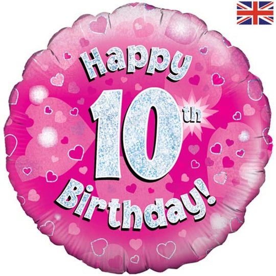 18" FOIL - HAPPY 10th BIRTHDAY - PINK