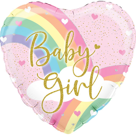 18" FOIL - BABY GIRL - PASTEL RAINBOW