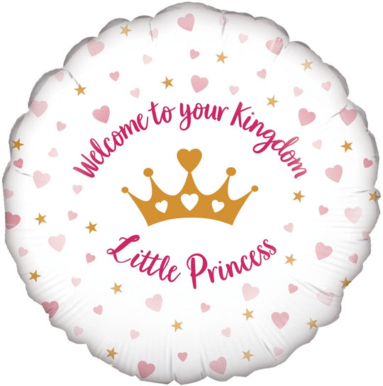 18" FOIL - WELCOME LITTLE PRINCESS HEARTS