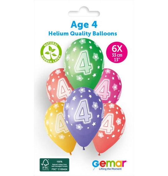 13" LATEX - AGE 4 - PACK OF 6