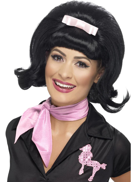 50s FLICKED BEEHIVE BOB WIG - BLACK