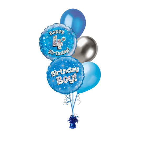 BOUQUET - HAPPY 4th BIRTHDAY - BLUE