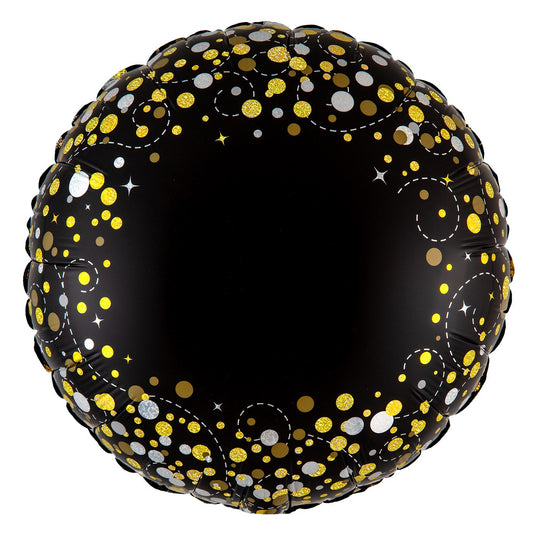 18" FOIL - BLACK & GOLD SPARKLING FIZZ