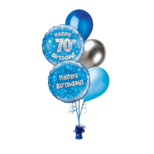 BOUQUET - HAPPY 70th BIRTHDAY - BLUE