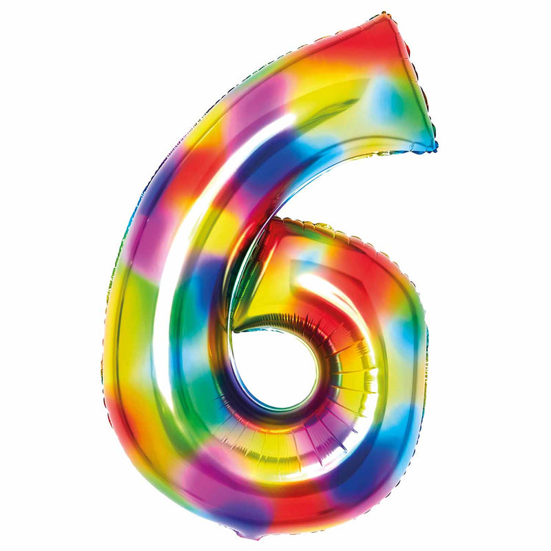 JUMBO NUMBER - 6 - RAINBOW - Partica Party