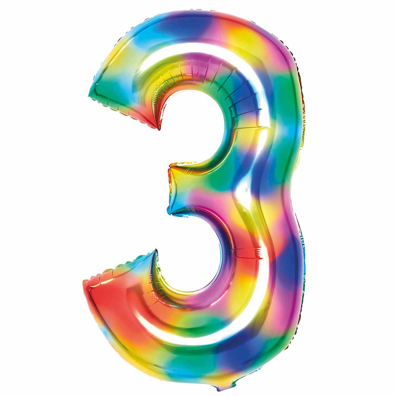 JUMBO NUMBER - 3 - RAINBOW - Partica Party