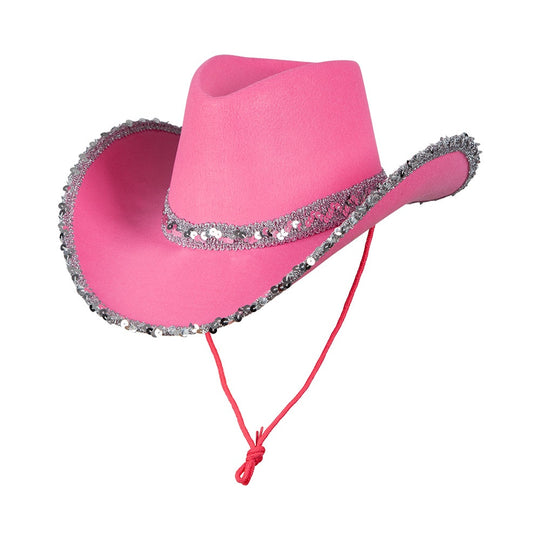 TEXAN COWGIRL HAT - HOT PINK WITH SEQUINS