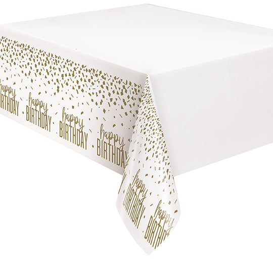 TABLECOVER - HAPPY BIRTHDAY - GOLD CONFETTI