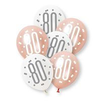 PACK OF 6 LATEX - 80th - ROSE GOLD GLITZ