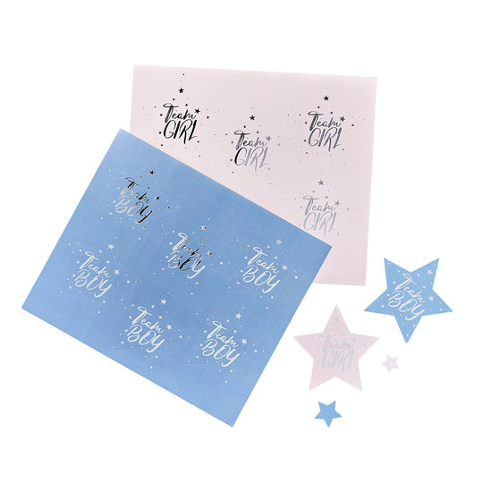 TEAM BOY OR TEAM GIRL STICKERS - 24 PACK