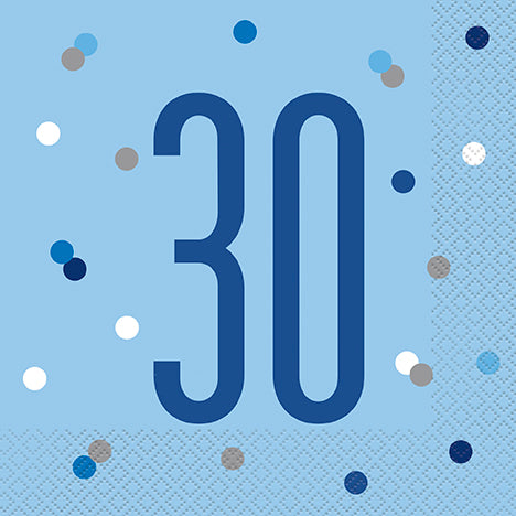 NAPKINS - 30th BLUE - PACK OF 16