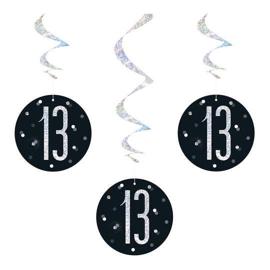 SWIRL DECORATIONS - 13th - BLACK