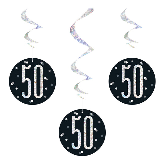 SWIRL DECORATIONS - 50th - BLACK