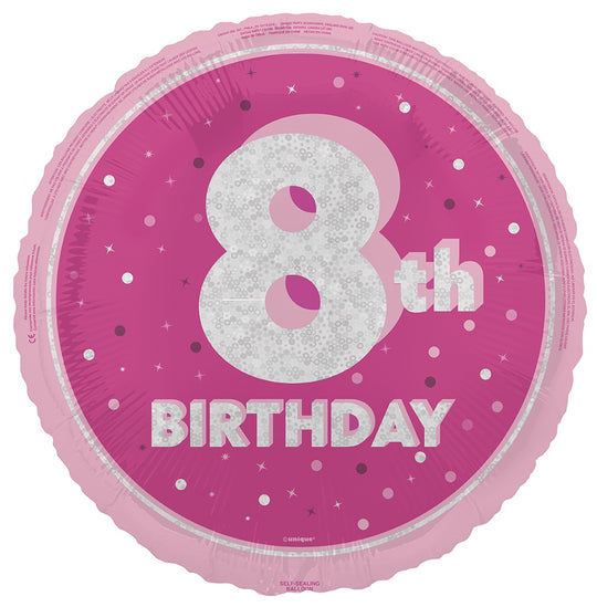 18" FOIL - 8th BIRTHDAY - PINK