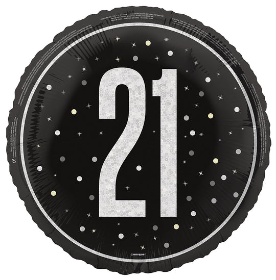 18" FOIL - 21st - BLACK GLITZ