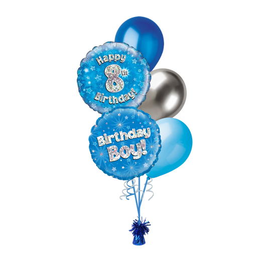 BOUQUET - HAPPY 8th BIRTHDAY - BLUE