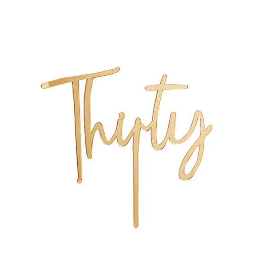CAKE TOPPER - THIRTY - GOLD ACRYLIC