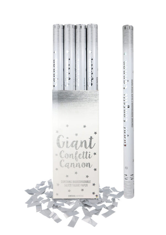 CONFETTI CANNON - SILVER PAPER - 80CM