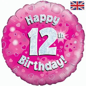 18" FOIL - HAPPY 12th BIRTHDAY! - PINK