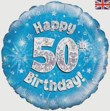18" FOIL - HAPPY 50th BIRTHDAY! - BLUE