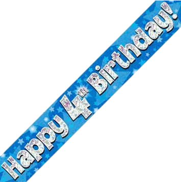 BANNER - HAPPY 4th BIRTHDAY - BLUE