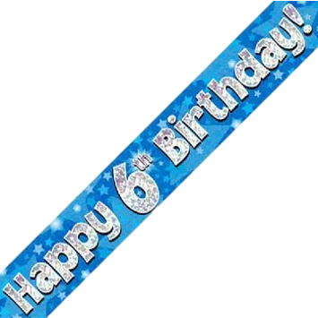 BANNER - HAPPY 6th BIRTHDAY - BLUE