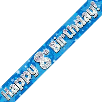 BANNER - HAPPY 8th BIRTHDAY - BLUE
