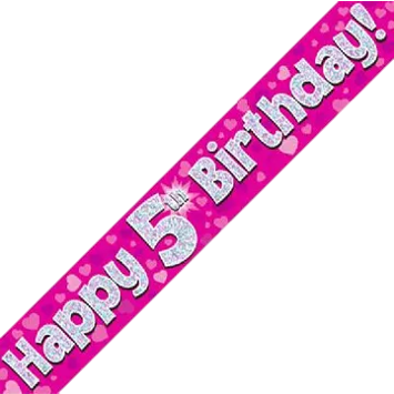 BANNER - HAPPY 5th BIRTHDAY - PINK