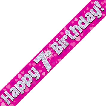 BANNER - HAPPY 7th BIRTHDAY - PINK