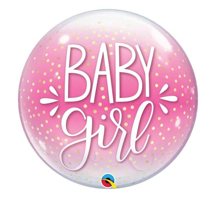 22" BUBBLE - BABY GIRL - PINK & CONFETTI DOTS