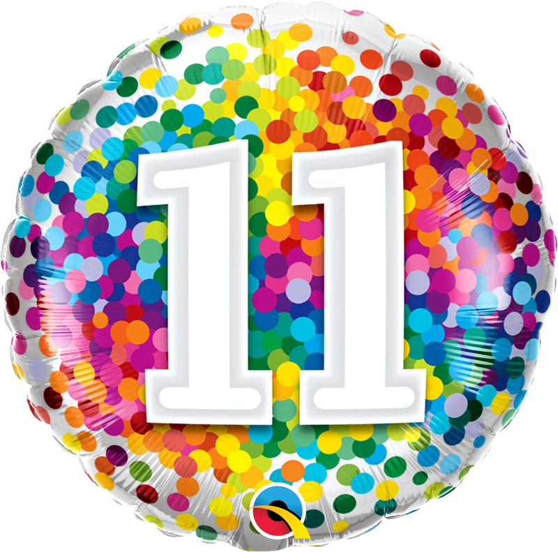 18" FOIL - AGE 11 - RAINBOW CONFETTI-Age Balloon-Partica Party