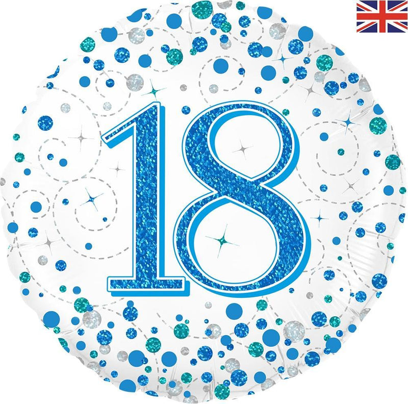 18" FOIL - AGE 18 - BLUE SPARKLING FIZZ-Age Balloon-Partica Party