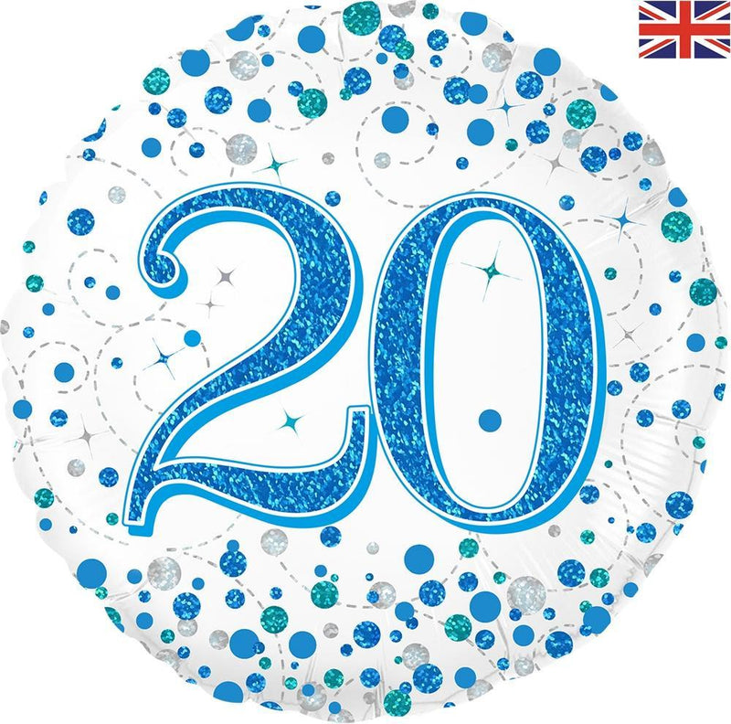 18" FOIL - AGE 20 - BLUE SPARKLING FIZZ-Age Balloon-Partica Party